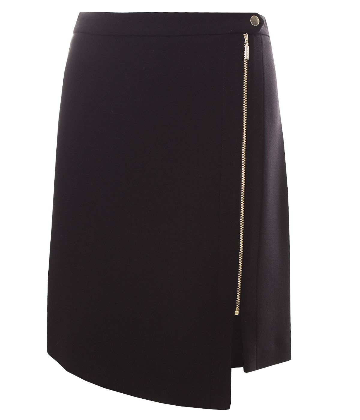 Asymmetric skirt with side metallic zipper  0